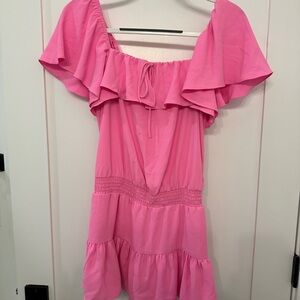 Pink Off-Shoulder Ruffle romper